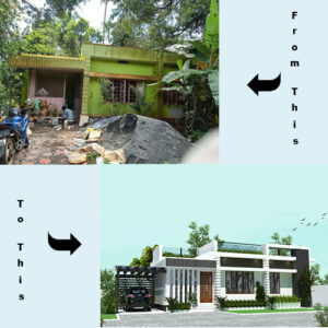 Old house transformed into a modern home.