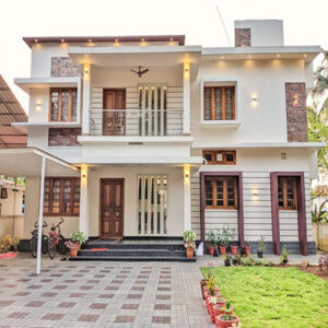 Modern house by best building contractors in Kerala, Thrissur.